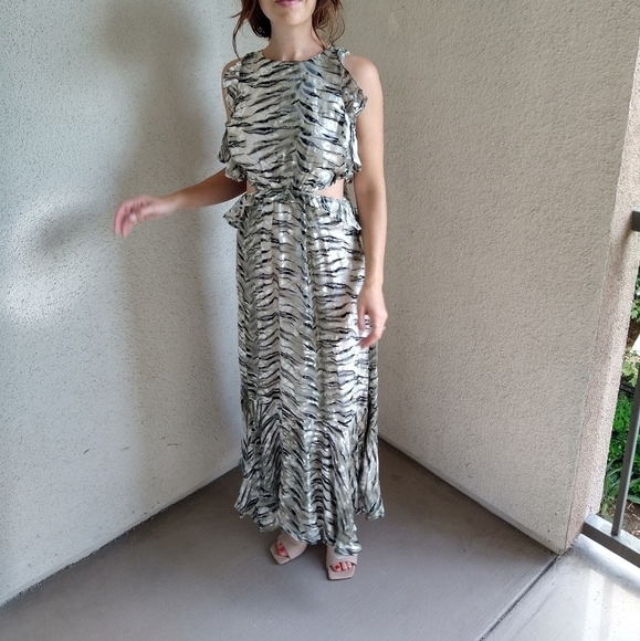 Topshop Animal Print Cutout Silk Dress - Picture 4 of 11